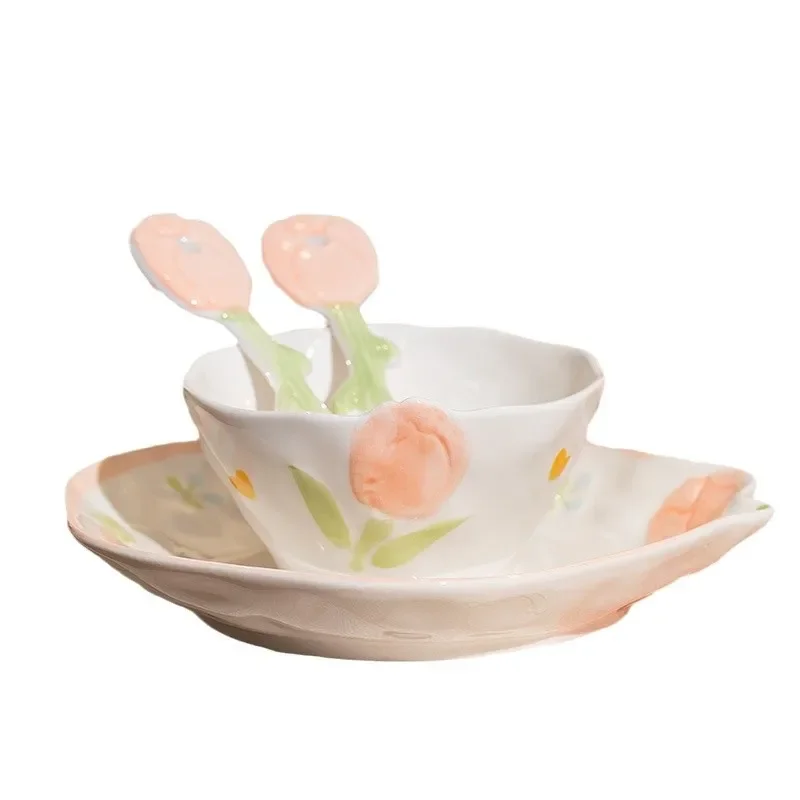 

Cute style ceramic tableware, high sense, dishes and bowls, combination