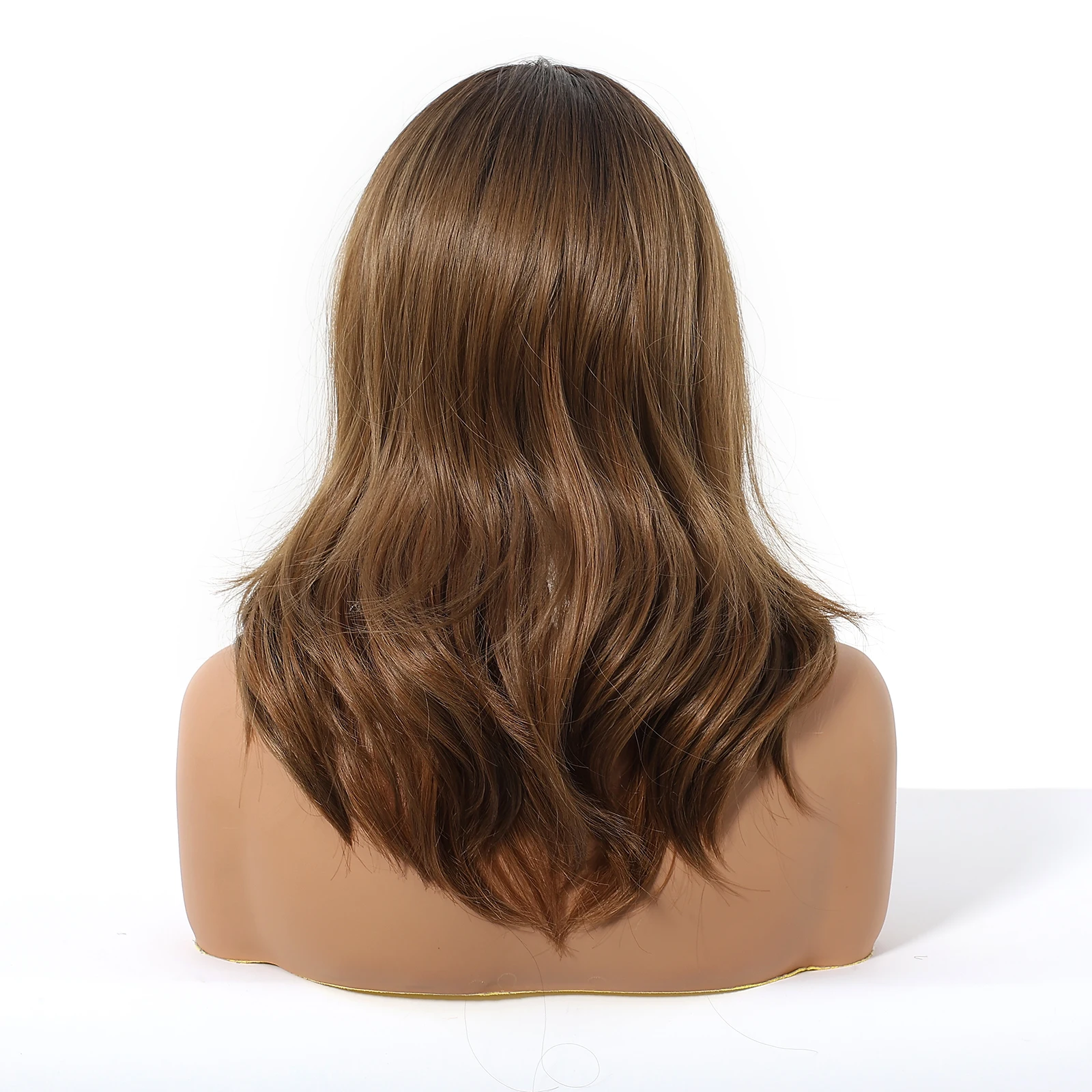 HENRY MARGU Medium Length Wavy Synthetic Hair Wig for Women Copper Wavy Fake Hair Middle Part Daily Club Wigs High Temperature image 4