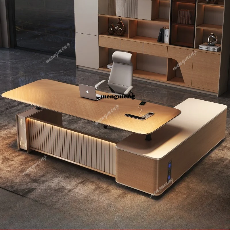 

High-end intelligent electric lift boss table simple modern leadership luxury class desk president desk