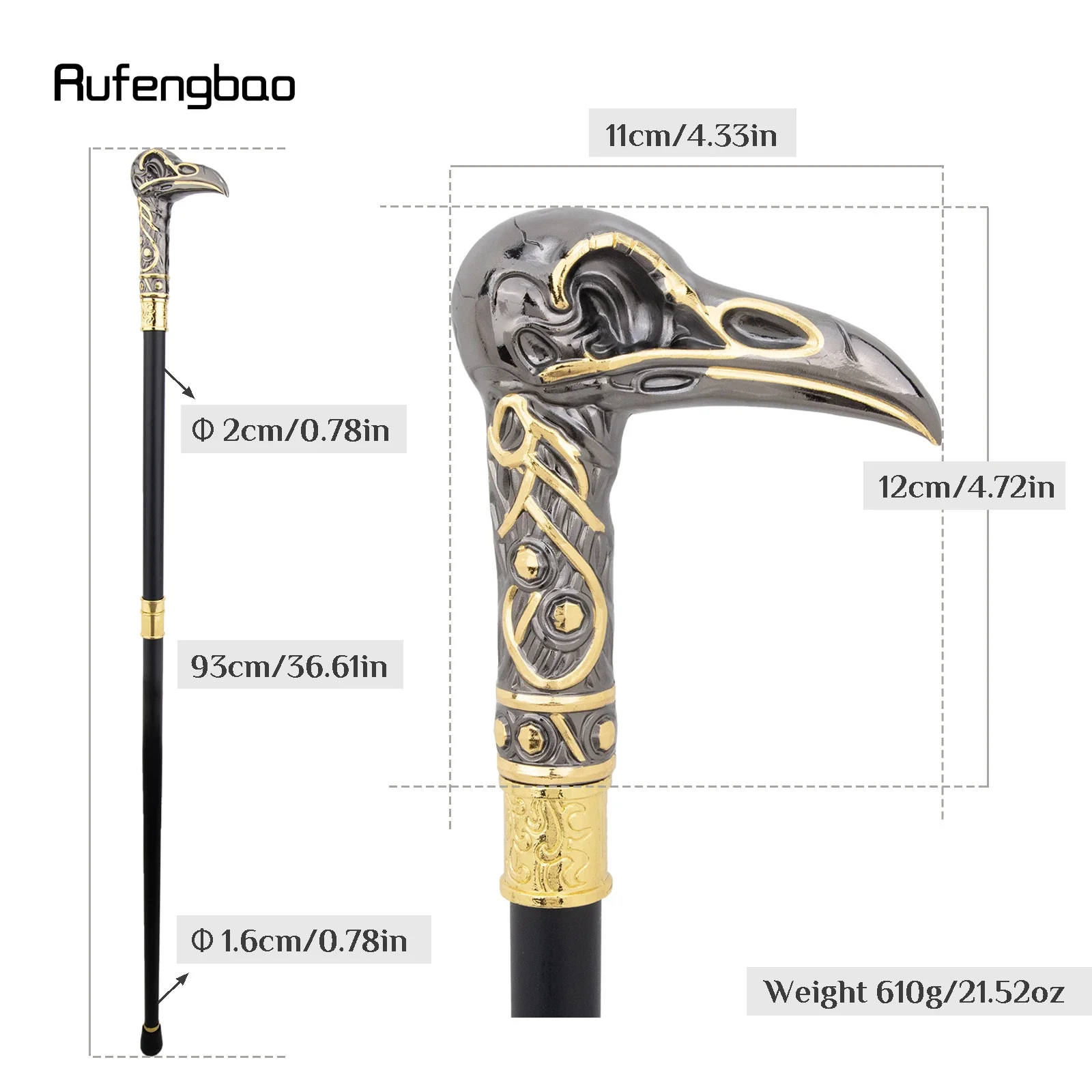 Perfect For Gentlemen And Cosplay Steampunk, Or Everyday Use, Perfect Gift For Lovers Or Collectors Fantasy Cane Yellow Black