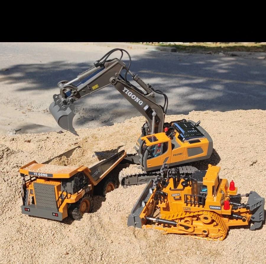 4wd escavadeira de controle remoto brinquedo rádio controlado rc caminhão basculante veículo rastreador bulldozer carro de construção presente