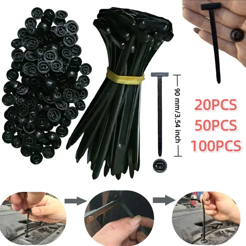 Fibbia per fascette universali in nylon autobloccante 100/50/20PCS Fascette per cavi in plastica con cinturino fisso in ferro Fascette per strumenti per auto