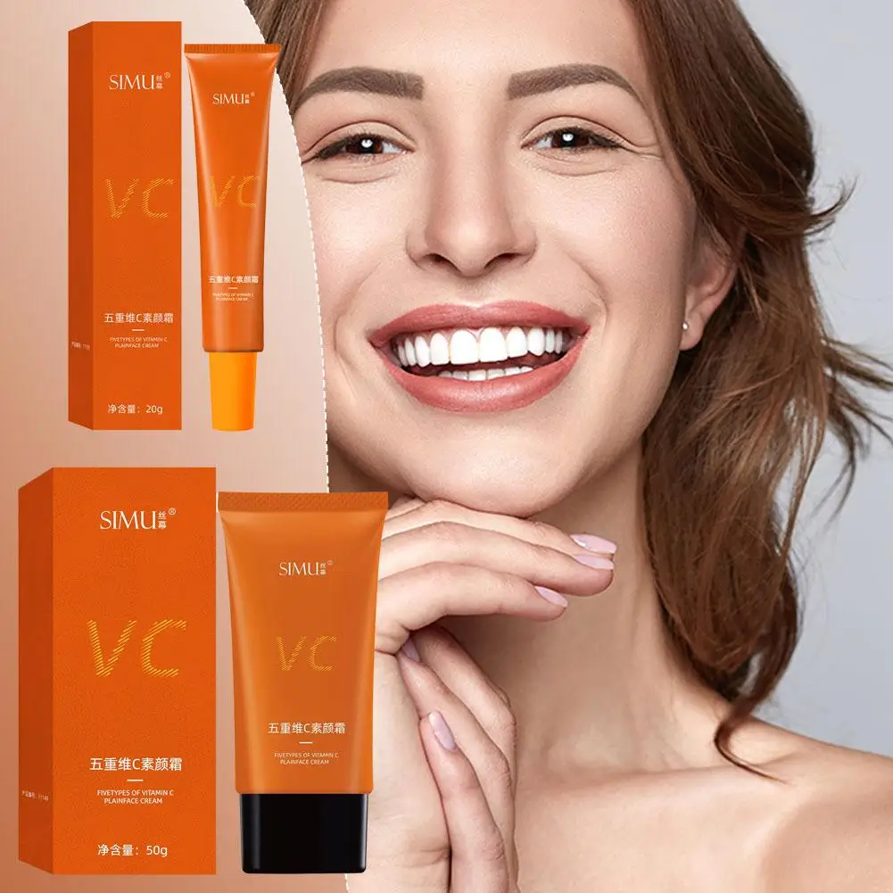 

Five Types Vitamin C Face Cream Essential Whitening Cream For Lazy People Makeup Primer Concealer Brighten Isolation Moisturizer