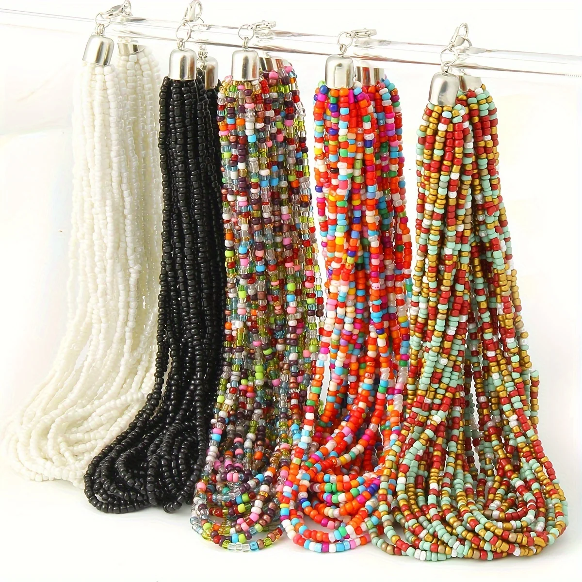 Boho-chic Glass Beaded Choker Necklace - Elegant & Sexy Short Clavicle Chain For Women, Perfect For Everyday Wear