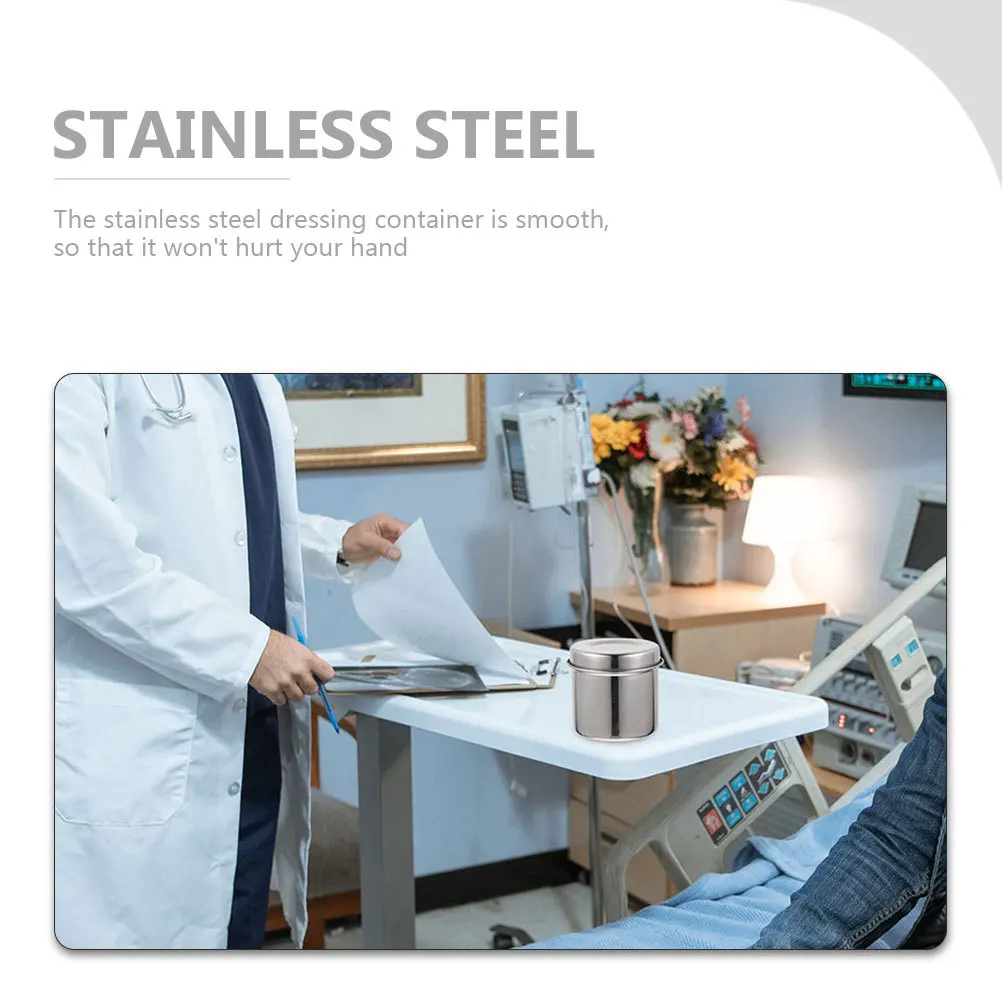 

2pcs Stainless Steel Ointment Jar Container Lid For Cotton Balls Gauze Storage Medical Holder Liquid Jar Supply