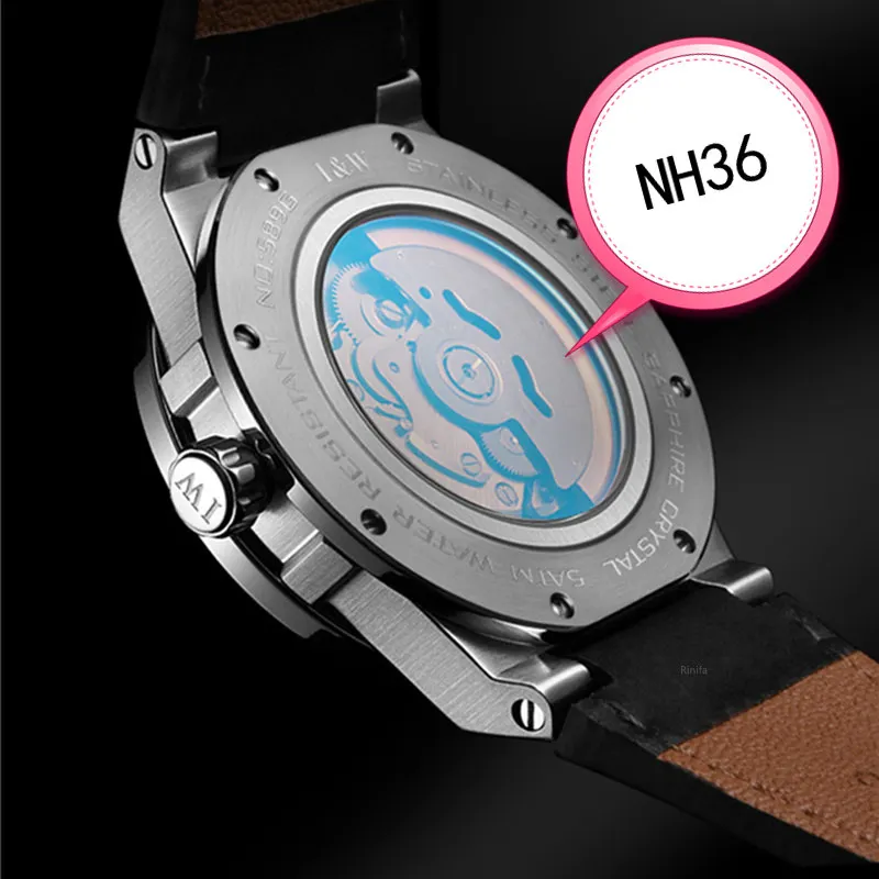 Imagem -03 - Suíça Carnaval Relógio Mecânico para Homens Marca de Luxo Relógios Automáticos 50m à Prova Impermeável Água Nh36a Reloj Hombre Esportes Luminosos