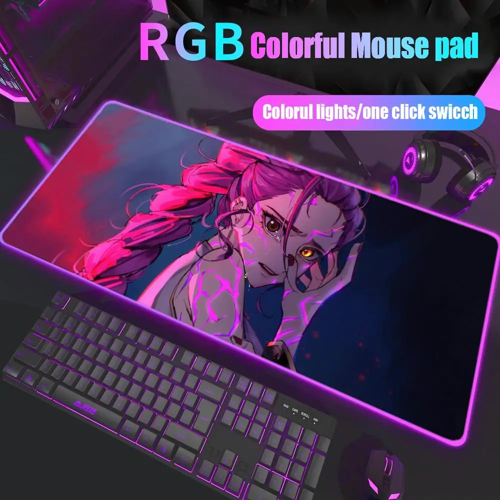 

KPop D-Demon H-Hunters Коврик для мыши Rgb Настольный коврик Подсветка Светодиодный коврик для мыши Настройка игровых аксессуаров Настольный коврик Большой коврик для мыши с подсветкой