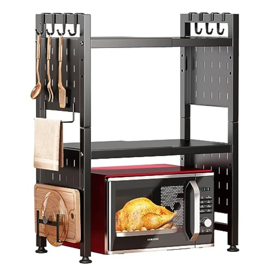 

Microwave Stand 3-Tier Expandable 17.4"- 27.4" Heavy Duty Adjustable Shelf Microwave Oven Rack Kitchen Countertop Organizer and