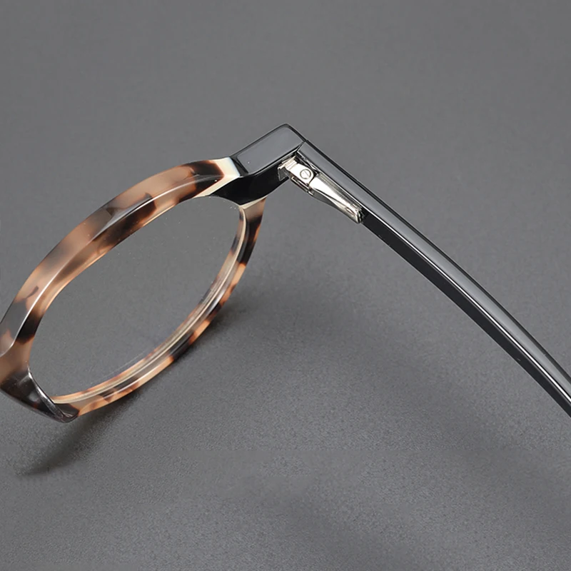 Montura de gafas de acetato redonda Retro de alta calidad para mujeres y hombres, gafas personalizadas de lectura para miopía óptica artística a la moda