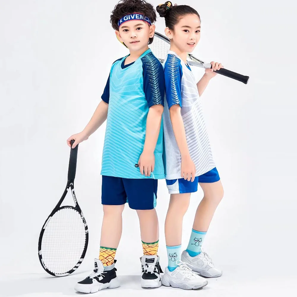 2 Pieces Children Tennis Suit Set 2023 Summer Short Sleeve T-shirt Shorts Tracksuit Boys Girls Badminton Ping Pong Sportswear
