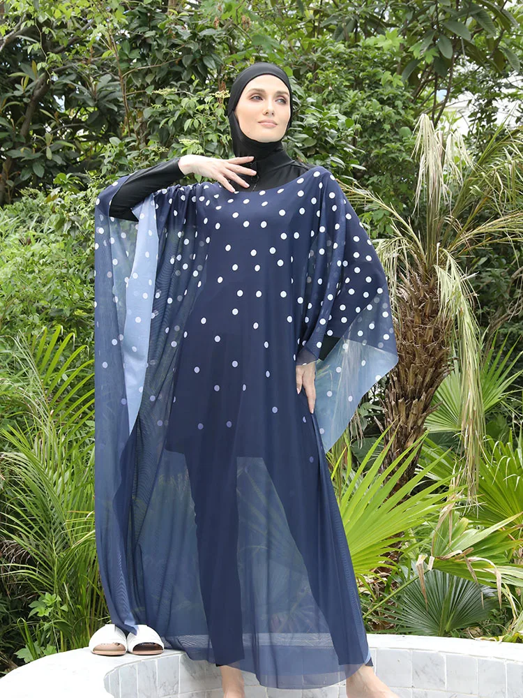 One Size Beach Wear Dress Beach Cover Ups for Women Muslim Modest Swimwear Women Shawl(Excluding the set inside)