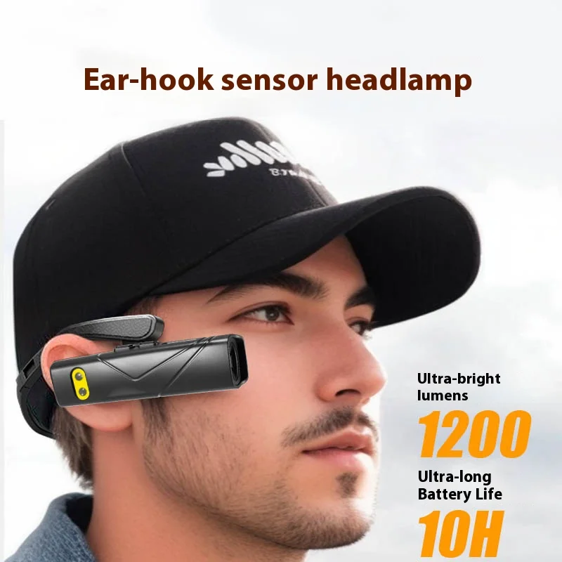 Dual Light Source Portable Induction Headlight Usb Charging Outdoor Night Fishing And Running Hanging Ear Mounted Led Headlight