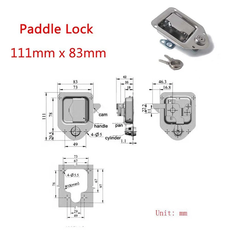 4PCS Trailer Tool Box Lock Heavy-Duty Anti-Theft Paddle Locks Door Paddle Handle Latch For RV Camper Truck Trailer