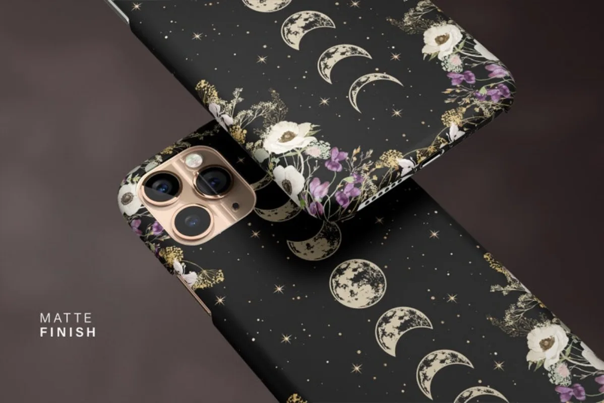 Moon Phases Celestial Phone Case For IPHONE 16 15PRO MAX 14 13 12 11 Acrylic TPU Two in one magnetic Phone Cases