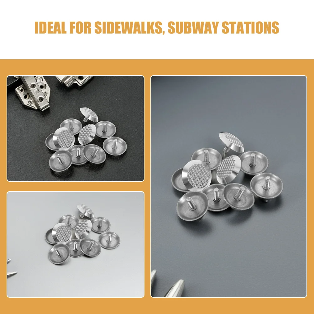20 قطعة الفولاذ المقاوم للصدأ اللمس أعمى الطريق ترصيع المضادة للانزلاق دائم في الهواء الطلق مسمار ترصيع ل الأرصفة مترو الانفاق حافلة وقف الممشى