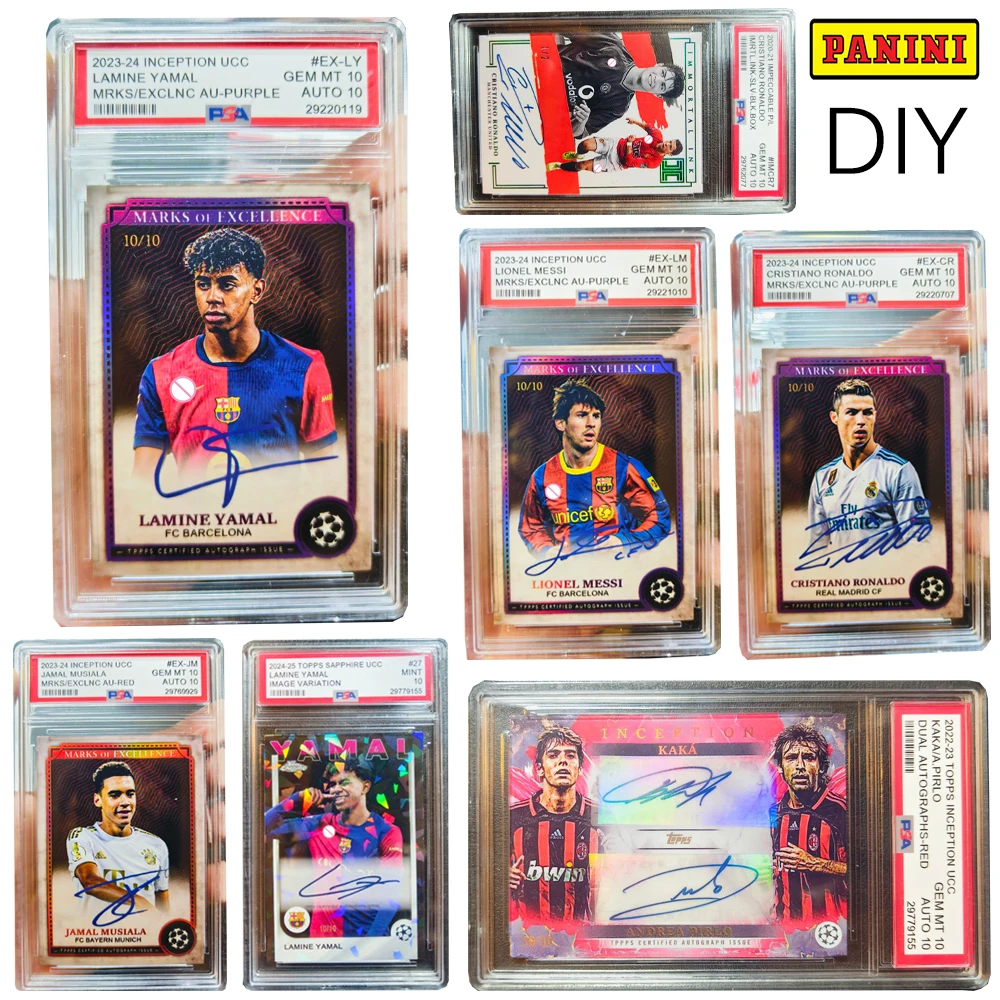 

PANINI SOCCOR DIY Collectible grade card brick Messi Cristiano Ronaldo Yamal Birthday present boys Signature Laser Rainbow Flash
