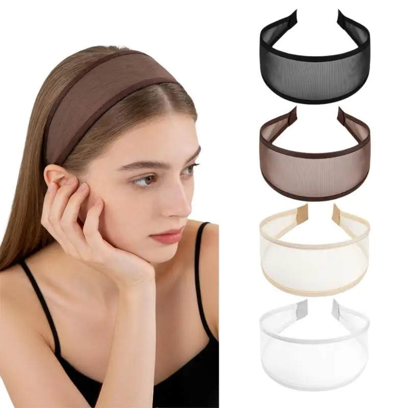 Breathable Mesh Wide Headbands Soft Non-Slip Design Elastic Sweat Absorbent Headwear for Yoga Workout Daily Use