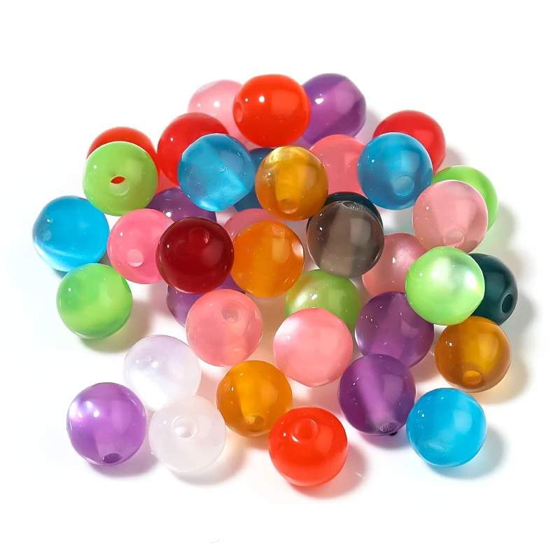 6 8 10 12mm Resin Round Beads Colored High Quality Cat's Eye Loose Beads For Bracelet Necklace Making DIY Jewelry Supplies