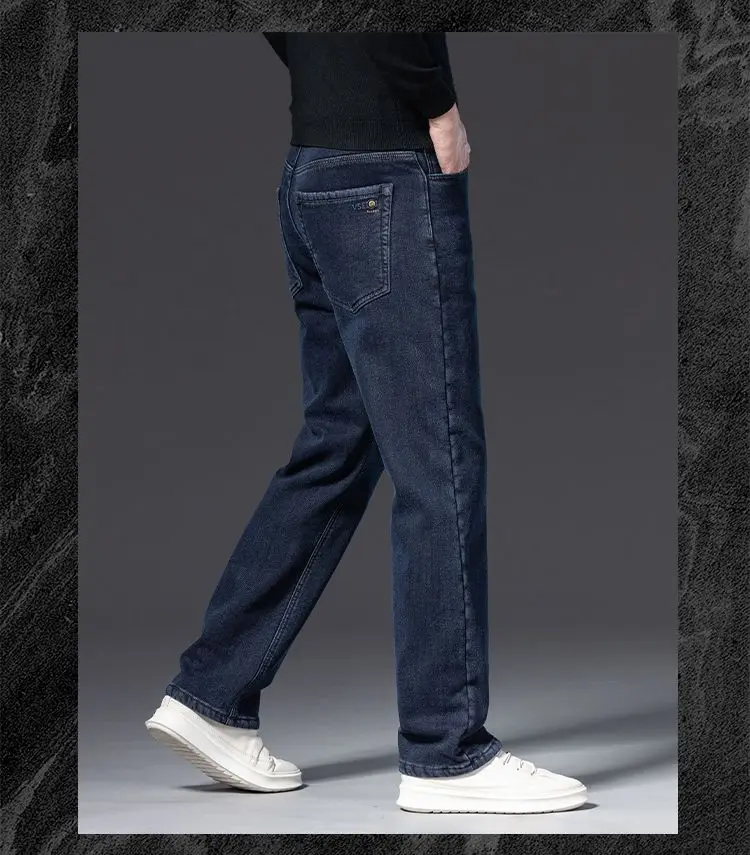 2026 Herren Fleece-gefütterte Verdickte Jeans Winter Warme Stretch Slim Fit Hosen Bequeme Weiche Hosen für Tägliche Arbeitskleidung – Detail 7