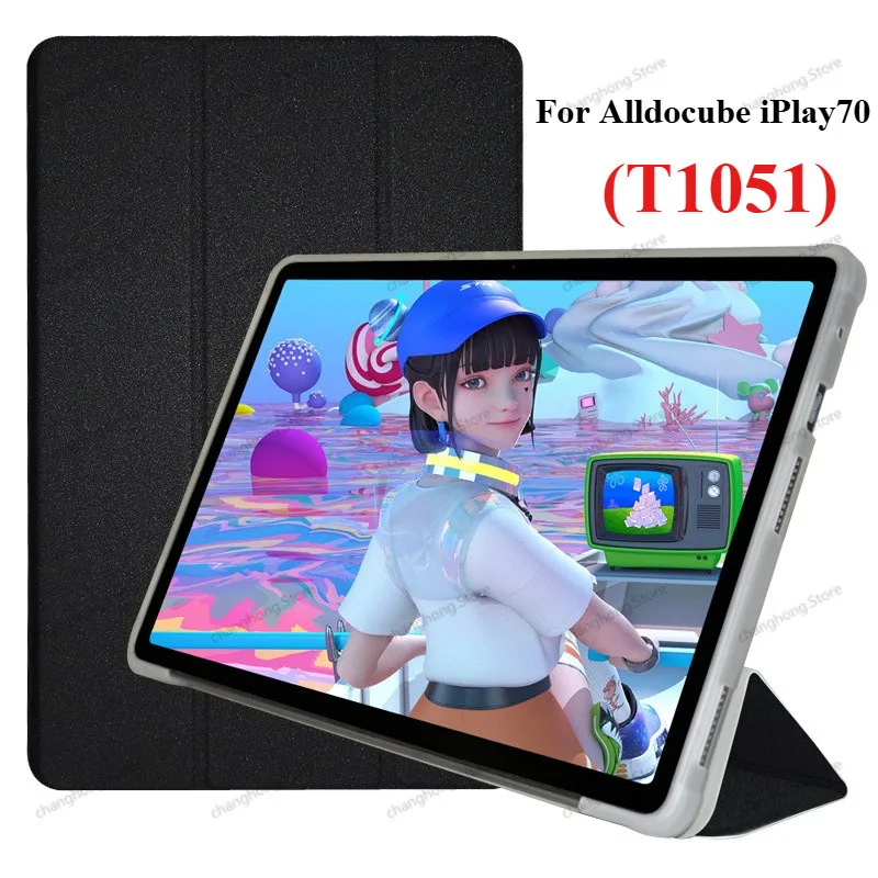 Tri-Folding Stand Cover For Alldocube iPlay 70 iplay70 10.1 inch  T1051 Case Folio Funda with Airbags Shockproof TPU Back Coque