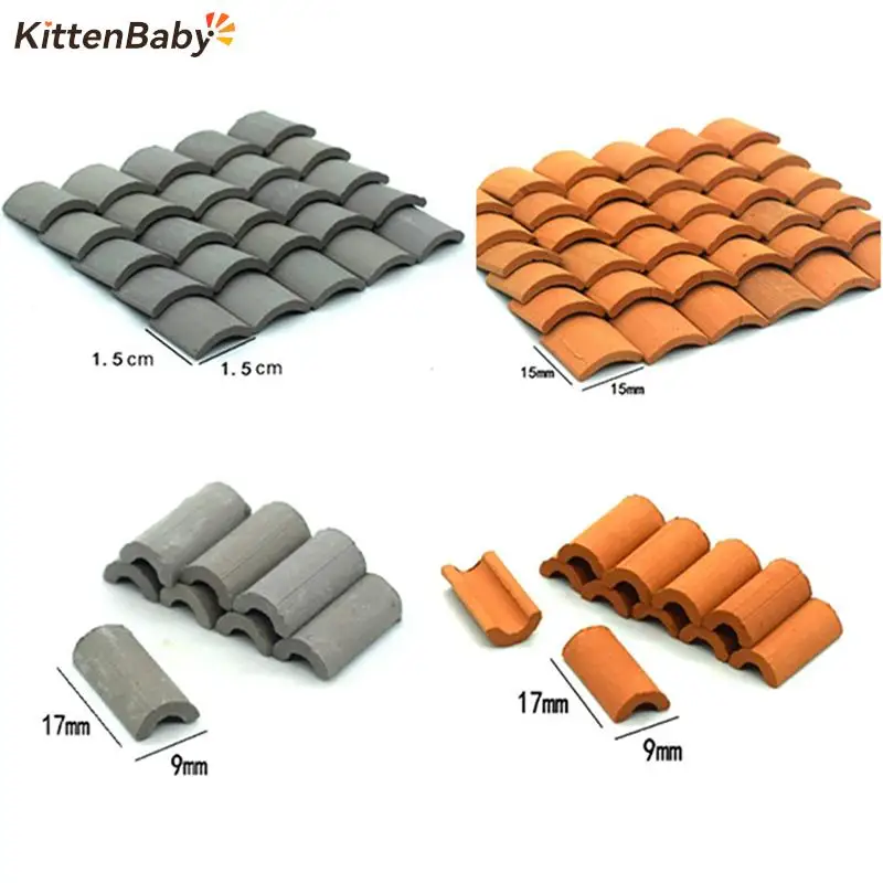 60Pcs 1/16 Dollhouse Miniature Wall Bricks Roof Tiles Building Set For Dollhouses Kitchen Garden Life Scene Decor Props