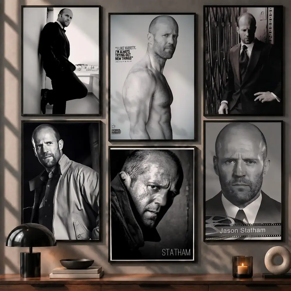 Bold Actor Jason Statham Poster No Glue Residue Self-Adhesive Art Poster Wall Decor for Bedroom Living Room