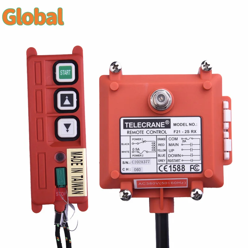 

F21-2S 2 buttons single speed Industrial Wireless Radio Crane Remote Control switches Hoist overhead bridge Crane lift control