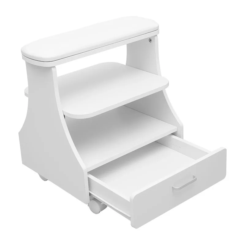 Portable Beauty Salon Foot Bath Trolley Pedicure Manicure Foot Rest with Massage Function Foot Spa Table White