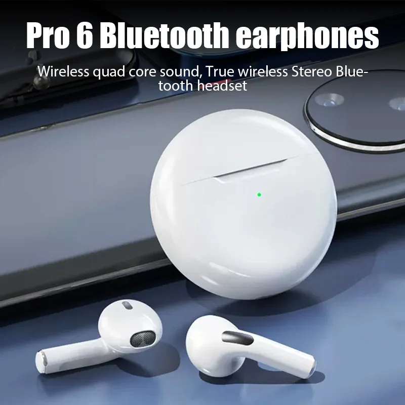 Original Air Pro 6 TWS Wireless Bluetooth Headset 5.3 Headphone Mini Earphone with Mic Charging Box for Xiaomi iPhone Earbuds