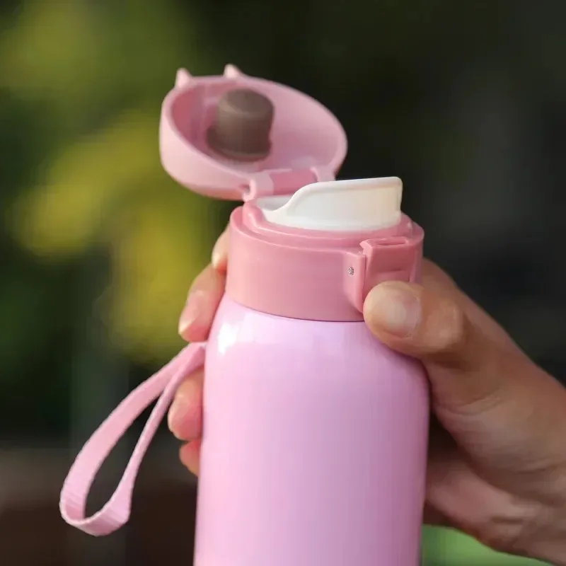 Cute Thermal Water Bottle for Children Thermos Mug with Straw and Bottle Cover Stainless Steel Insulated Cup Drinkware 200ML