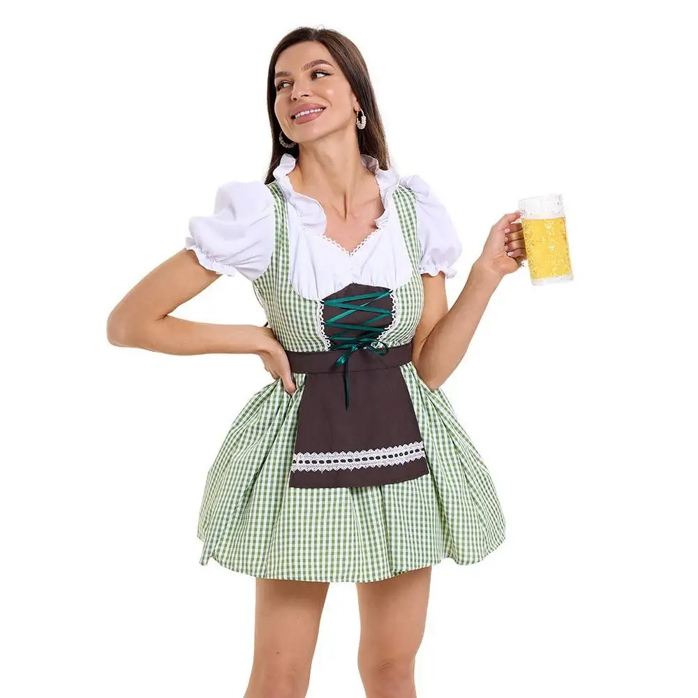 Halloween Cos Bier Plaid Dr Mh Bier Festival Kostüm Par Performance Damen Traditionelle Kleidung Bühnenauftritt
