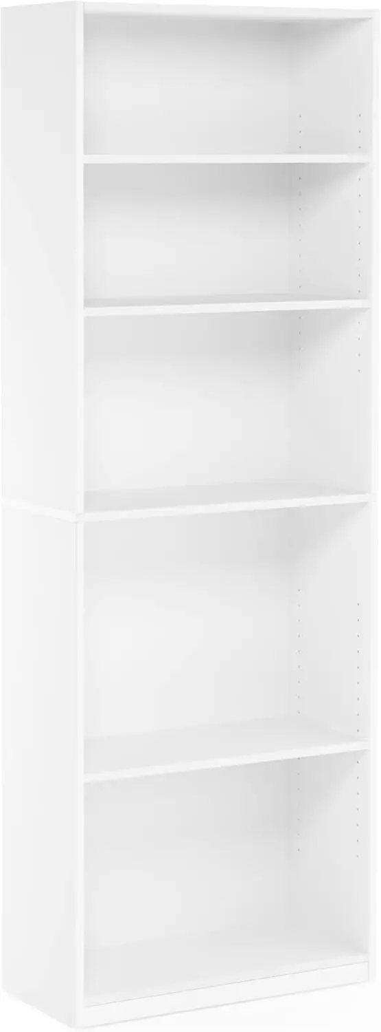 JAYA Simply Home 5-Shelf Bookcase, 5-Tier, White