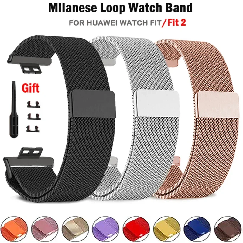 Milanese Band for Huawei Watch FIT Strap Smart Magnetic Loop Stainless Steel Metal Bracelet for Huawei Watch Fit 2 Accessories