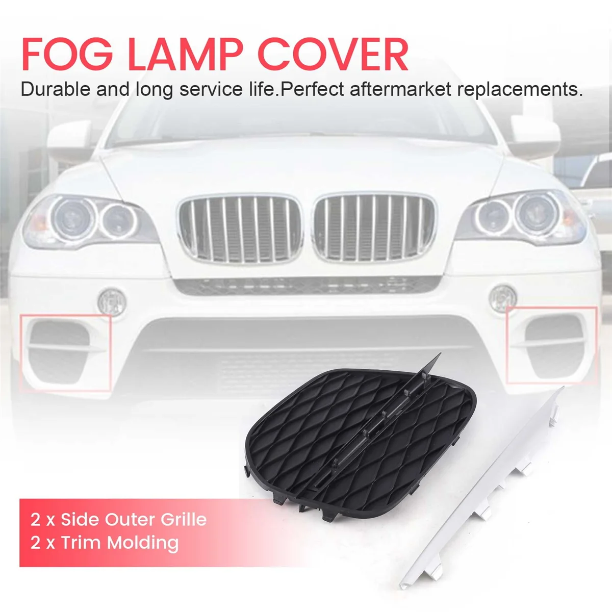 

A13Z_1 Pair Front Bumper Grille Cover Grill Trim for BMW X5 E70 2011-2013