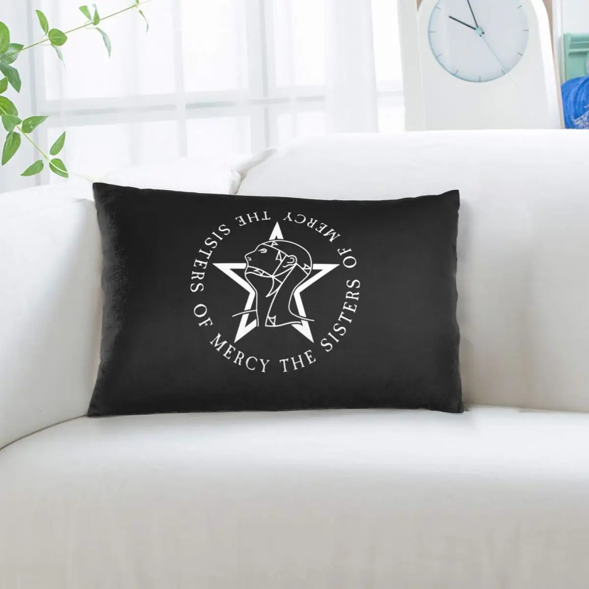 Round Text Logo Goth The Sisters Of Mercy Rectangle Pillowcase Cushion Cover Decor Bedroom Bed Home Comfort Throw Pillow