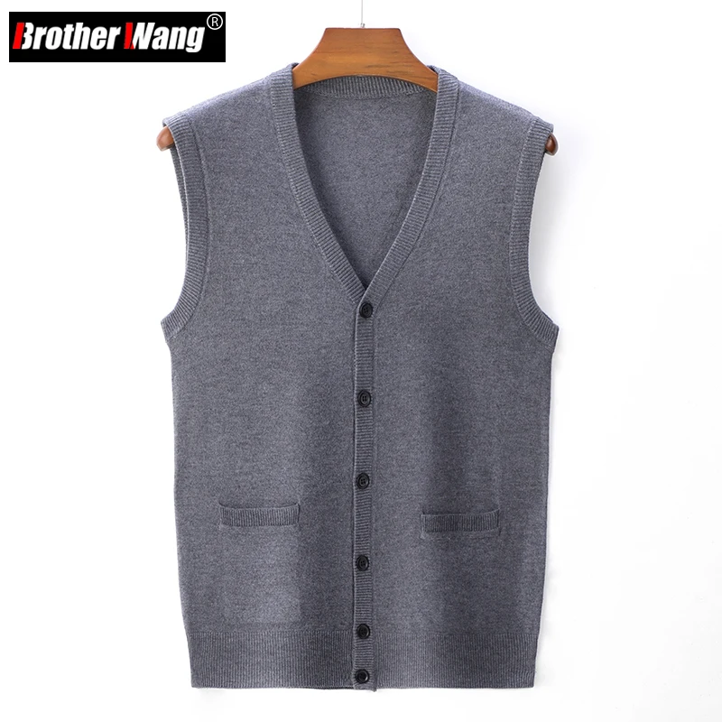 4 Colors Men Business Fashion Wool Vest Sweater Autumn Classic Style V-neck Knitted Vest Pullover Vest Tops Male Brand Clothing