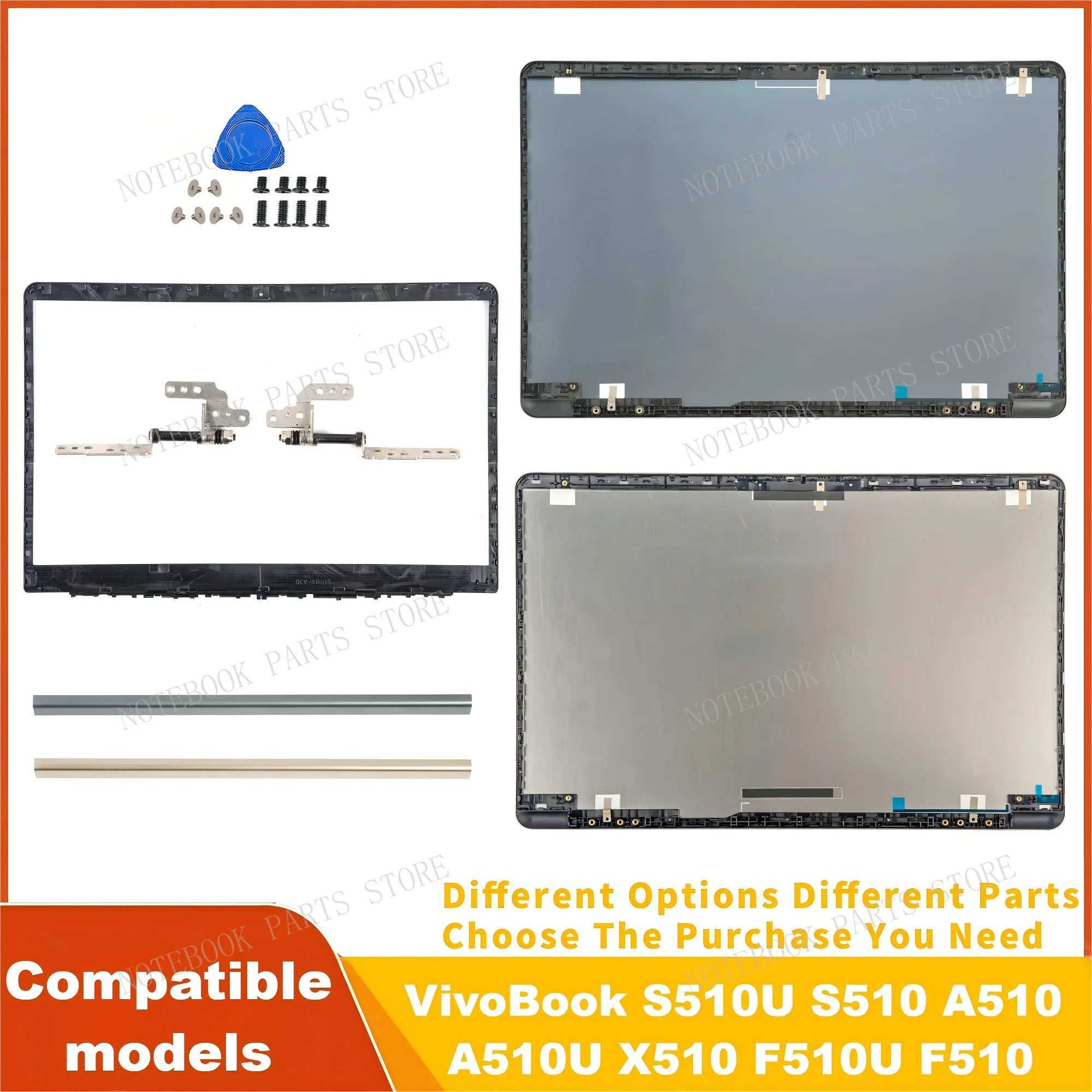 

Aluminium Laptop Parts For VivoBook S510U A510 A510U X510 F510U S510 F510 LCD Back Cover Hinges HingeCover Replacement Gray/Gold