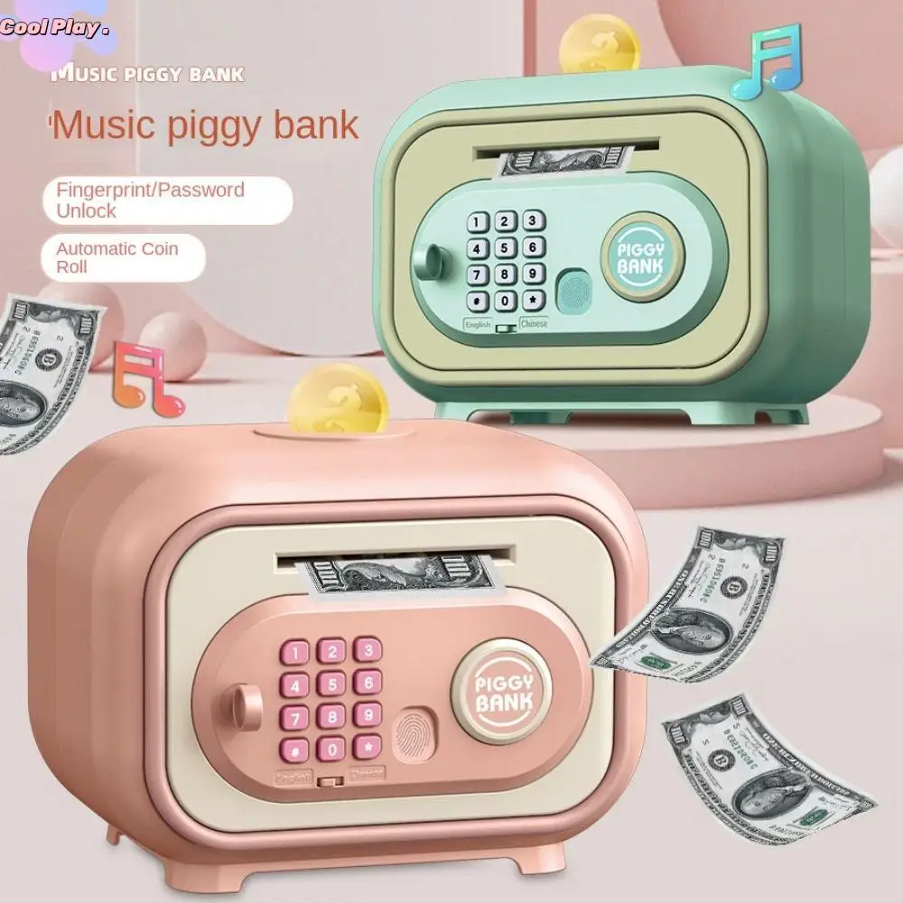 Password Lock Bank Safe Box Fingerprint Storage Box Children Money Boxes Durable Safe ATM Savings Box Adults/Girls/Boy