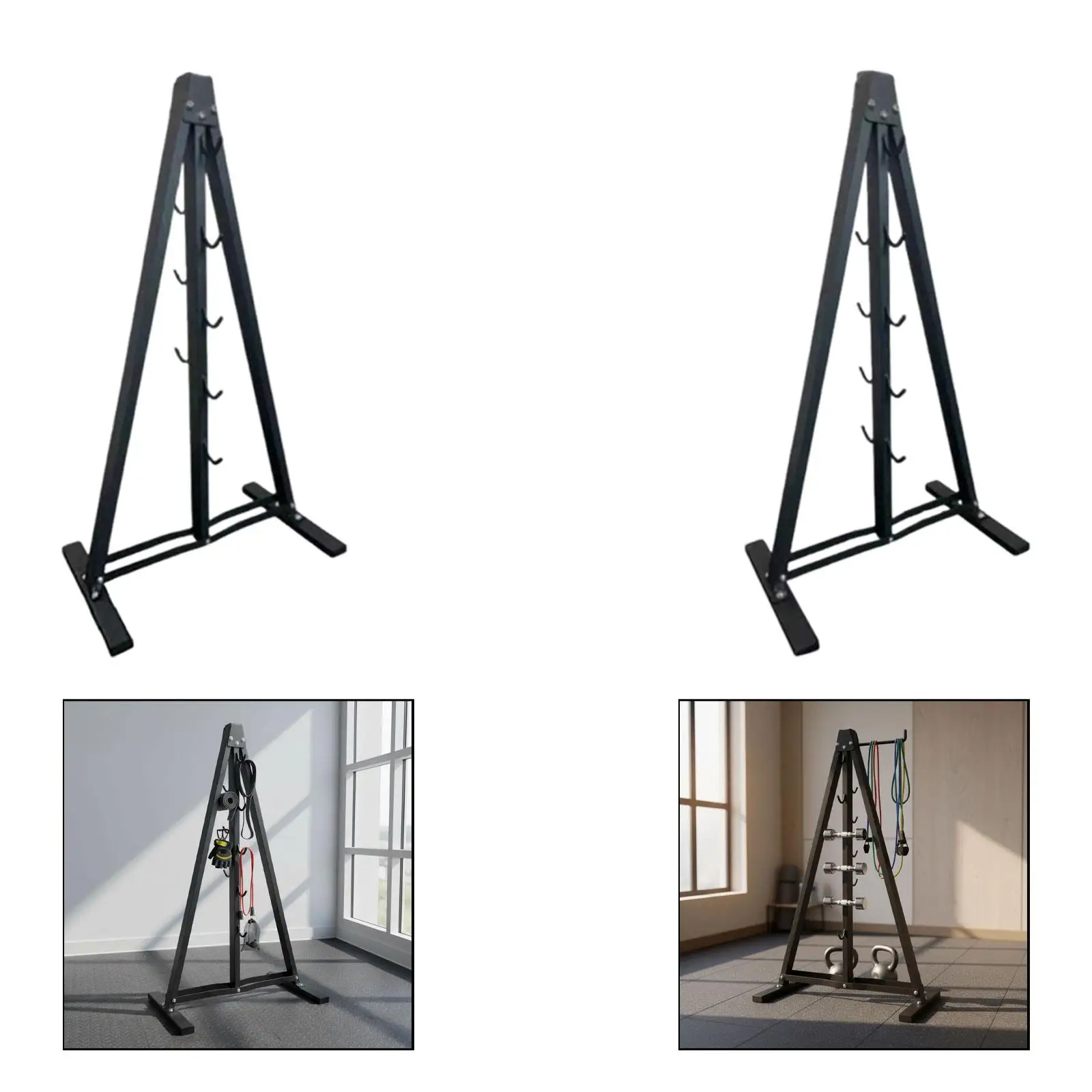 Pull Up Bar Storage Rack Wall Mounted Organizer Sturdy Steel with Hooks for Gym Cable Attachments and Home Fitness