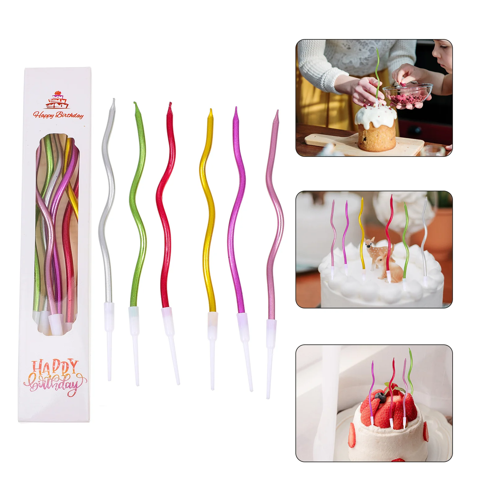 

Glitter Birthday Candles for Cake Party Supplies Decorations with Holders