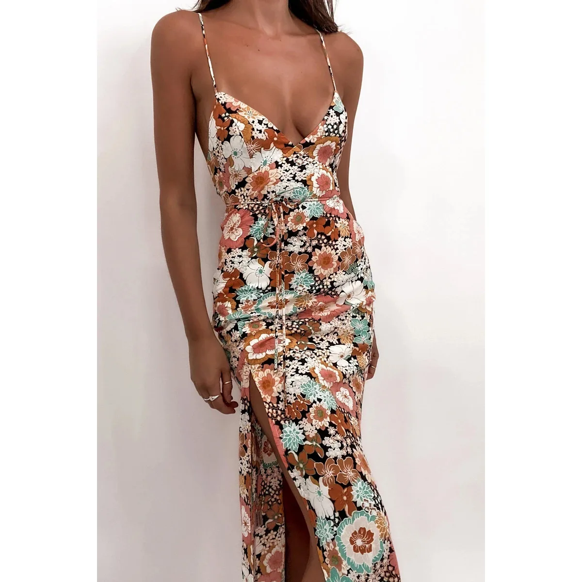 

2025 Spring/Summer New Flower Printed Small Fresh Sweet Strap Dress 22088