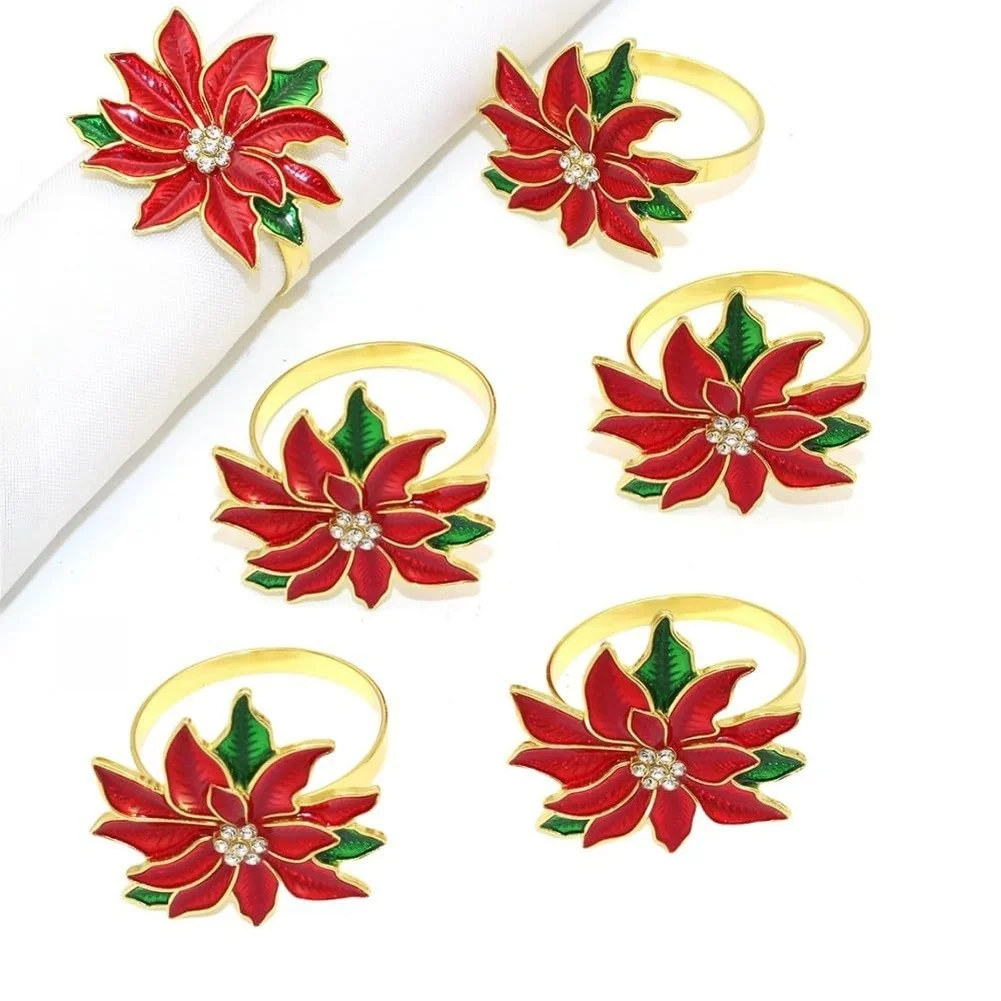 

Holiday Table Decor Rose Napkin Rings Polished Interior Non-snag Interior Elegant Table Decor For Dining Tableware