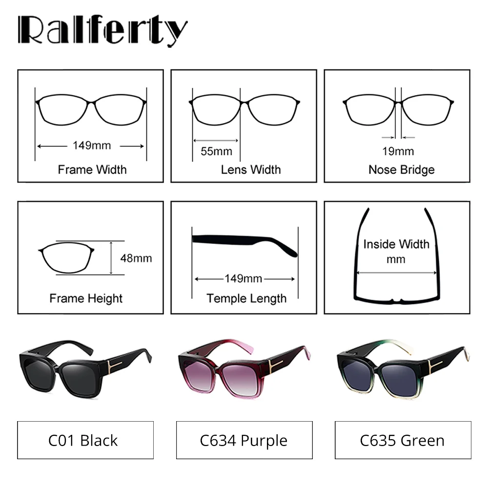 Ralferty Oversize Sunglasses Overlay Polarized UV400 Anti UVA UVB TR90 Light Weight Can Cover On Glasses Driver Shades Women