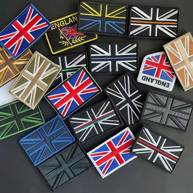 8*5CM English Flags Tactical Backpack Stickers Military Clothes Badge,England Scotland Flag Embroidery Hook and Loop Patches