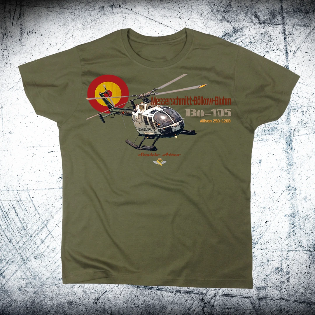 Spain Guardia Civil Bo-105 Helicopter T-Shirt. Premium Cotton Short Sleeve O-Neck Mens T Shirt New S-3XL