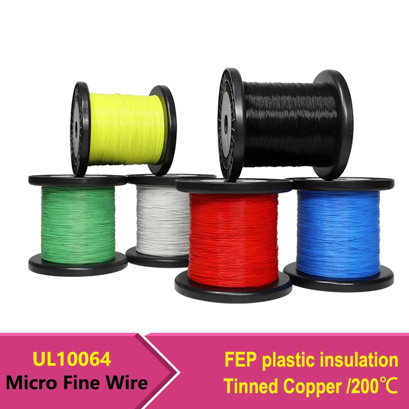 

10M~100M UL10064 FEP Wire 40/36/34/32/30/28/26AWG PTFE Plastic Solder Ultra Fine Micro Litz High Conductivity Copper Wire Line