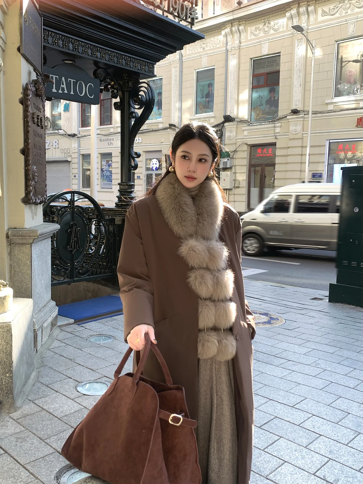 

Длинное женское пуховое пальто (90% белый пух) для осени и зимы, кофейного цвета, оверсайз, модное, повседневное