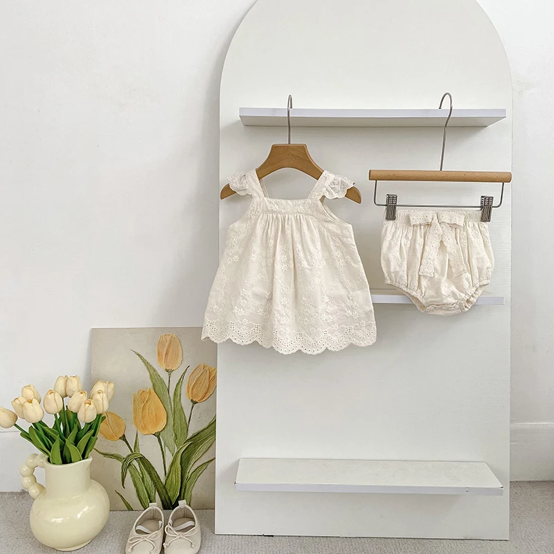 2026 Sommer-Träger-Set für Kinder 0-24M: Besticktes Gitter-Träger-Top + Shorts, Zweiteiliges Süßes Baby-Mädchen-Kleidungsset, Babykleidung – Detail 9