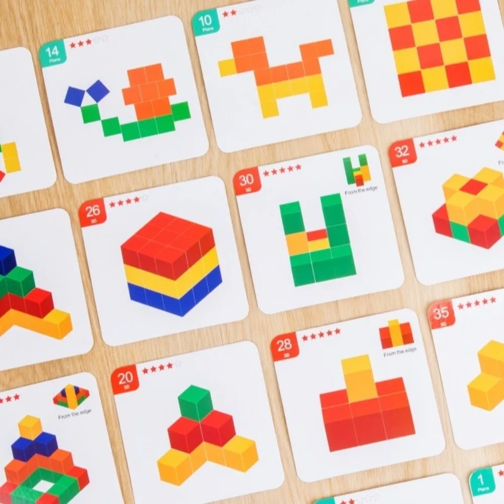 Lernwerkzeug 3D-Holzpuzzle aus Holz, lustiges pädagogisches tragbares Würfelblock, interaktives Spiel