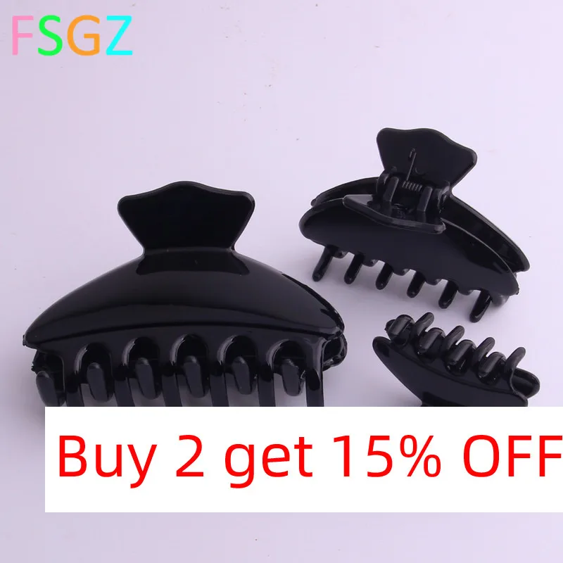 Hair Claw Clips for Women Basic Simple Black Plastic Hair Pin Japanese Girl Crab for Hair Banana Clips Accessories 3 Sizes